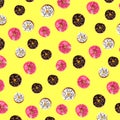 Bright pattern of colorful donuts